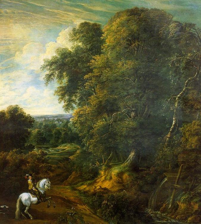 Corneille Huysmans Landscape with a Horseman in a Clearing Germany oil painting art